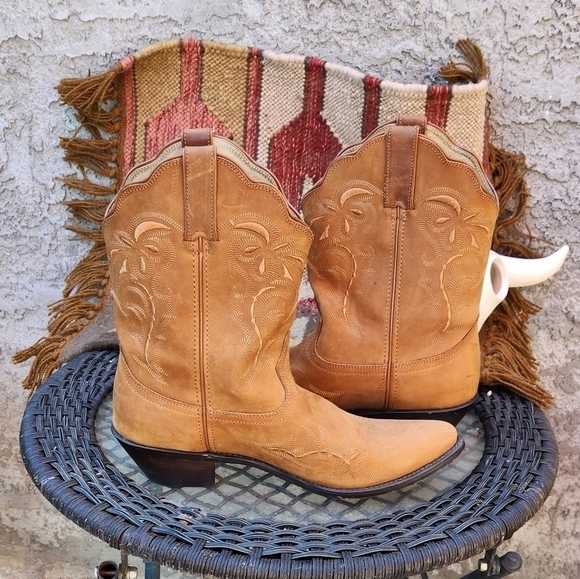 Durango RD822 Brown Leather Embroidered Boho Western Cowboy - Picture 1 of 12